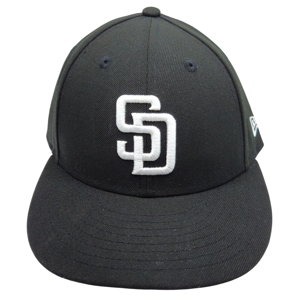 New Era 59FIFTY San Diego Padres Fitted Hat Black White Size 7 1/4 MLB Cap